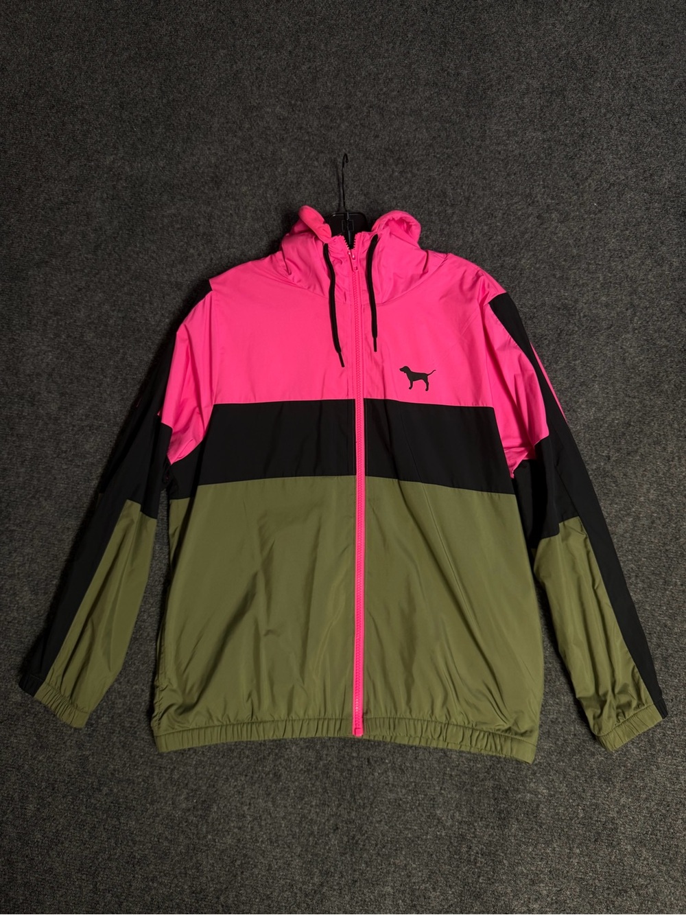 PINK Victoria's Secret Hot Pink Hooded Zip Windbreaker